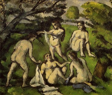 Desnudo Painting - Cinco bañistas 2 Paul Cezanne Desnudo impresionista